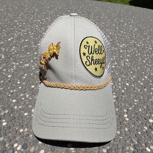 Upcycled Women's Gray Trucker Hat With Pony Tail Opening